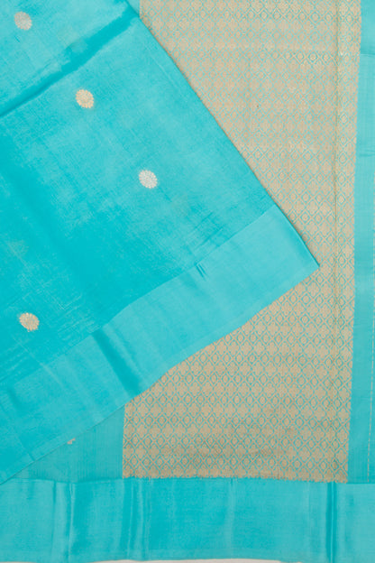 Banarasi Katan Silk Half-n-Half And Jaal And Butta Sky Blue Saree