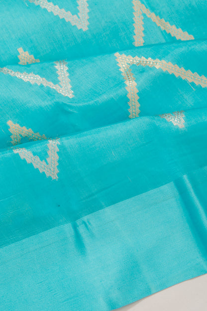 Banarasi Katan Silk Half-n-Half And Jaal And Butta Sky Blue Saree