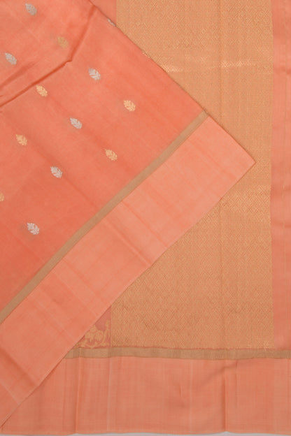 Banarasi Katan Silk Half-n-Half And Jaal And Butta Pastel Orange Saree