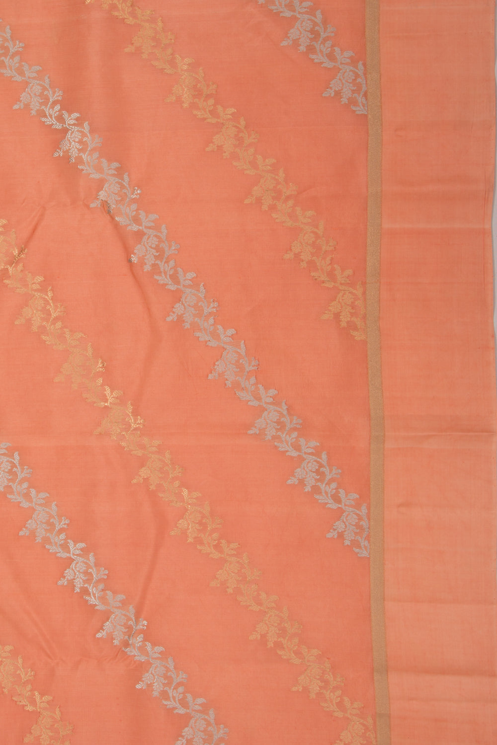 Banarasi Katan Silk Half-n-Half And Jaal And Butta Pastel Orange Saree