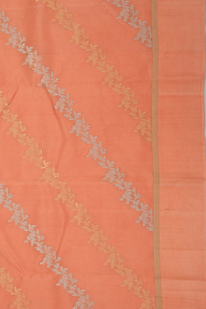 Banarasi Katan Silk Half-n-Half And Jaal And Butta Pastel Orange Saree