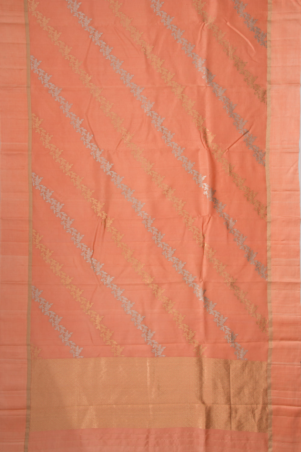Banarasi Katan Silk Half-n-Half And Jaal And Butta Pastel Orange Saree