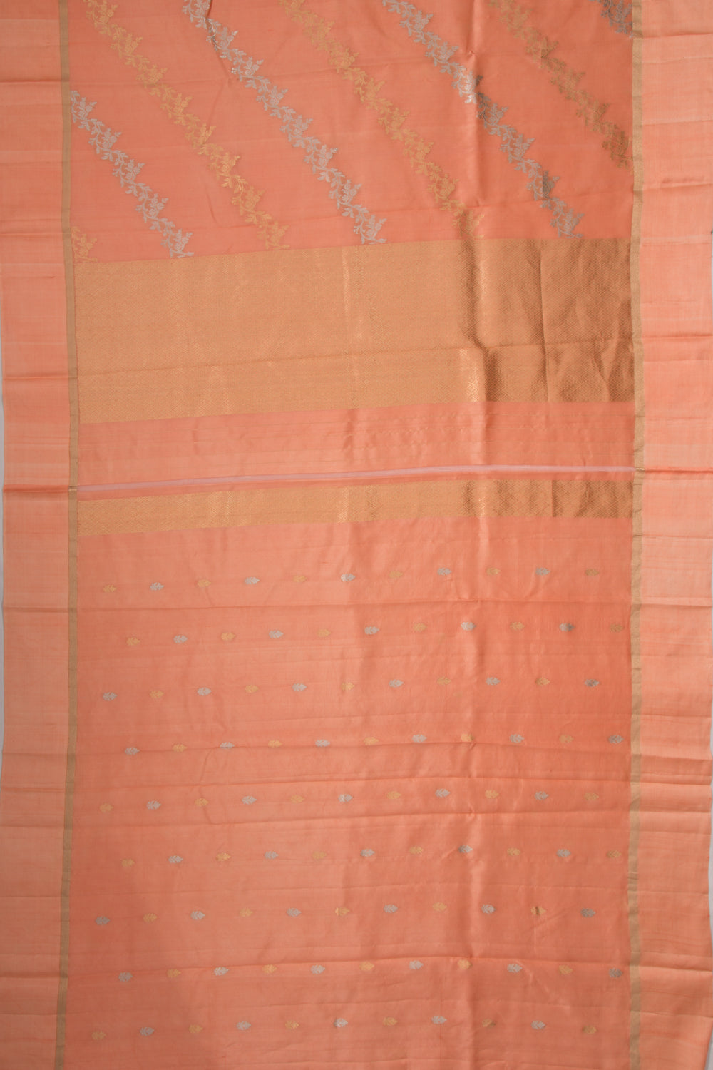 Banarasi Katan Silk Half-n-Half And Jaal And Butta Pastel Orange Saree