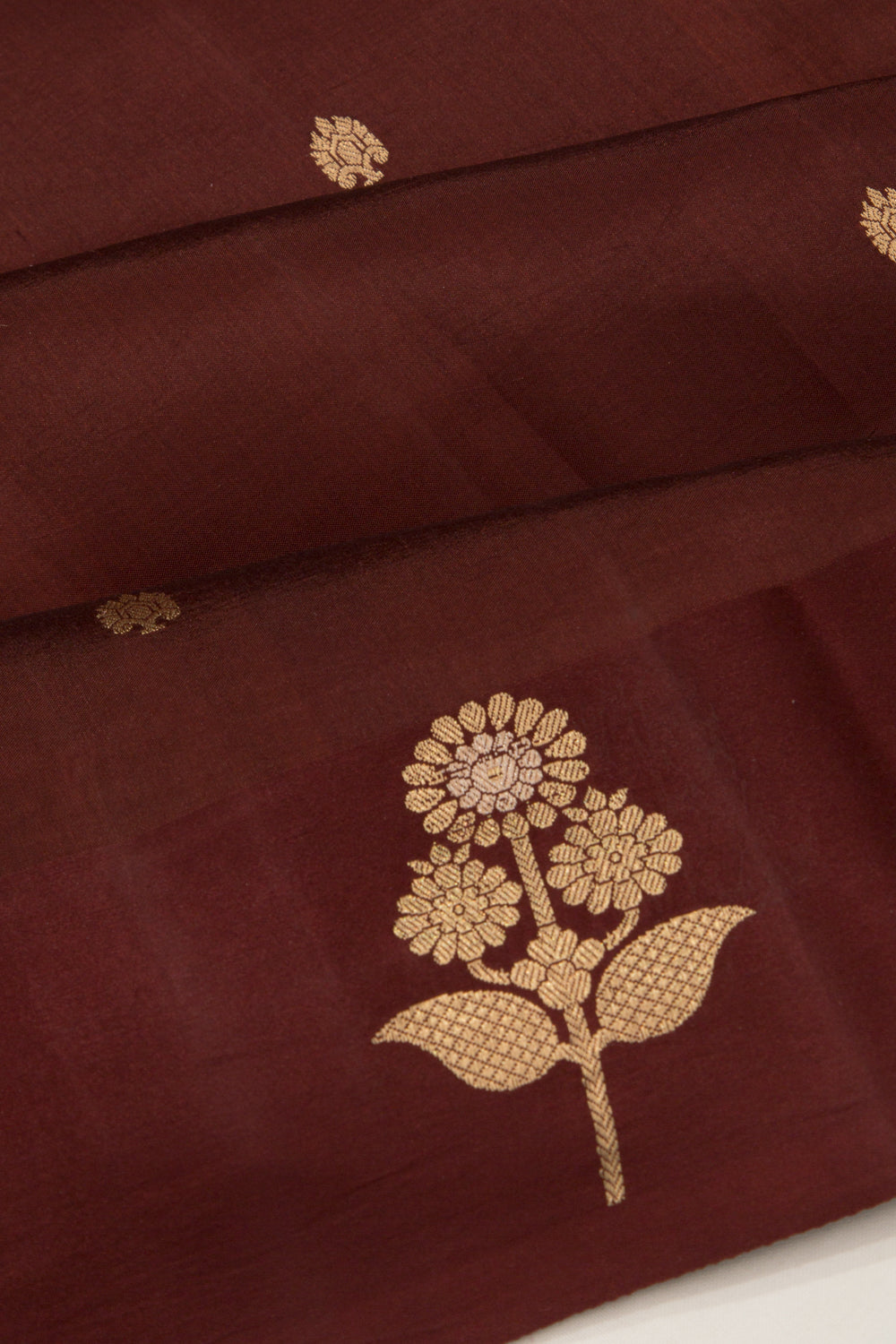 Banarasi Katan Silk Butta Brown Saree