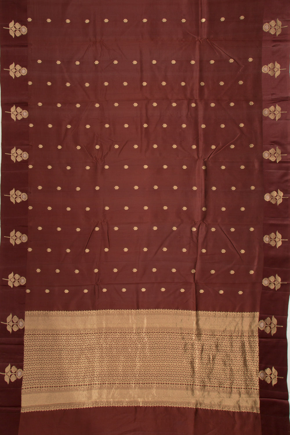 Banarasi Katan Silk Butta Brown Saree