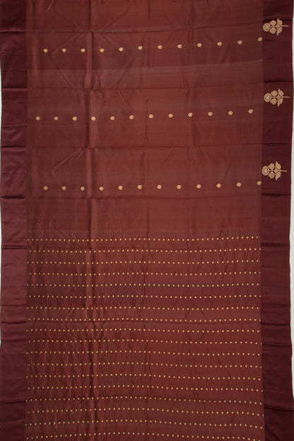 Banarasi Katan Silk Butta Brown Saree