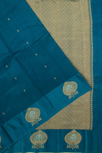 Banarasi Katan Silk Butta Teal Blue Saree