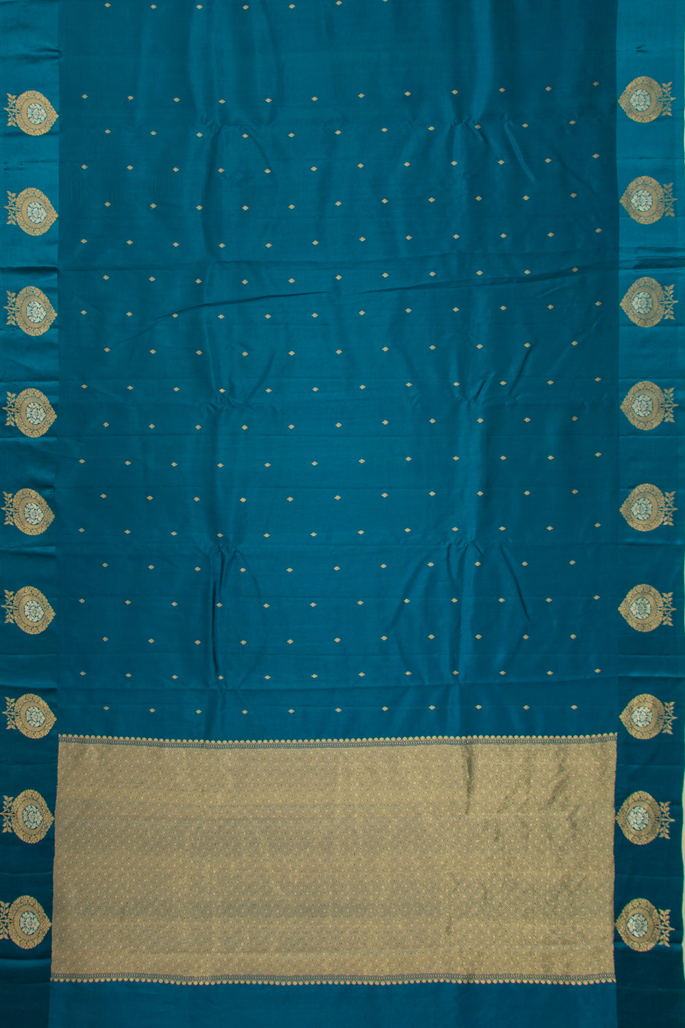 Banarasi Katan Silk Butta Teal Blue Saree