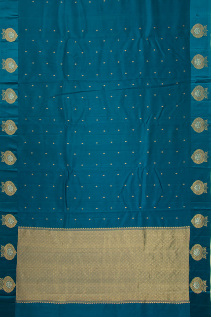 Banarasi Katan Silk Butta Teal Blue Saree