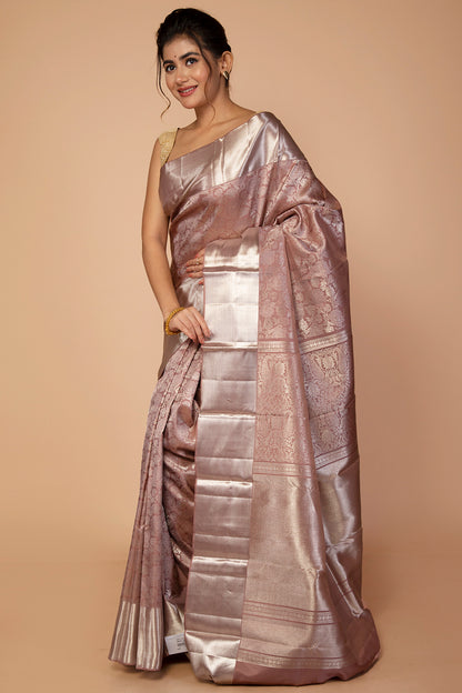 Kanchipuram Silk Brocade Snuff Saree