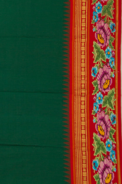 Soft Silk Plain Bottle Green Saree