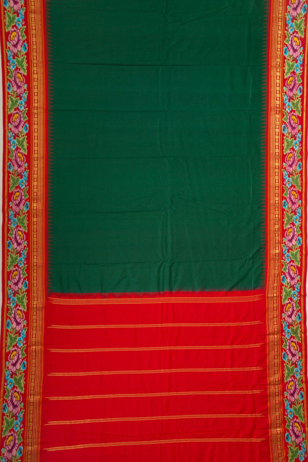 Soft Silk Plain Bottle Green Saree