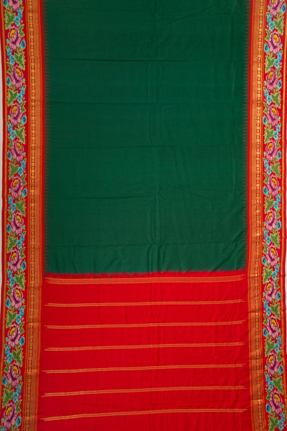 Soft Silk Plain Bottle Green Saree