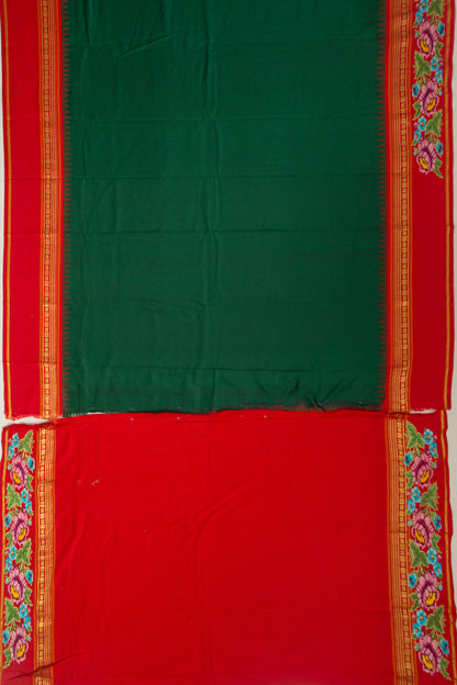 Soft Silk Plain Bottle Green Saree