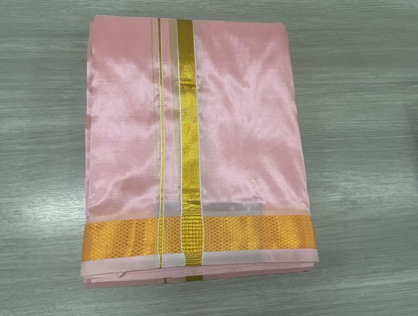 Kanchipuram Silk Plain Pink Dhoti