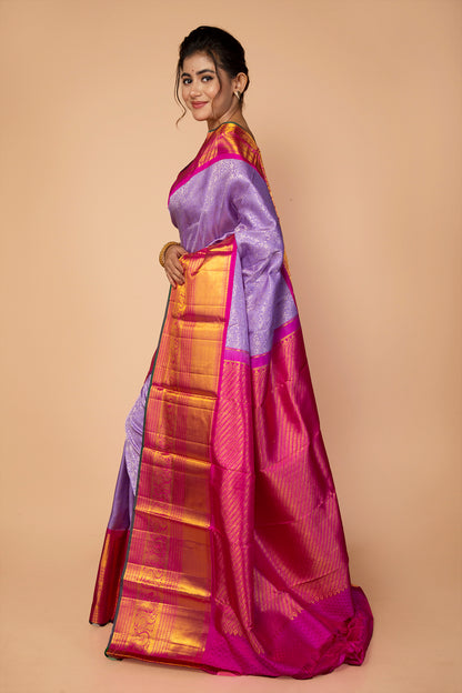 Kanchipuram Silk Brocade Lavender Saree