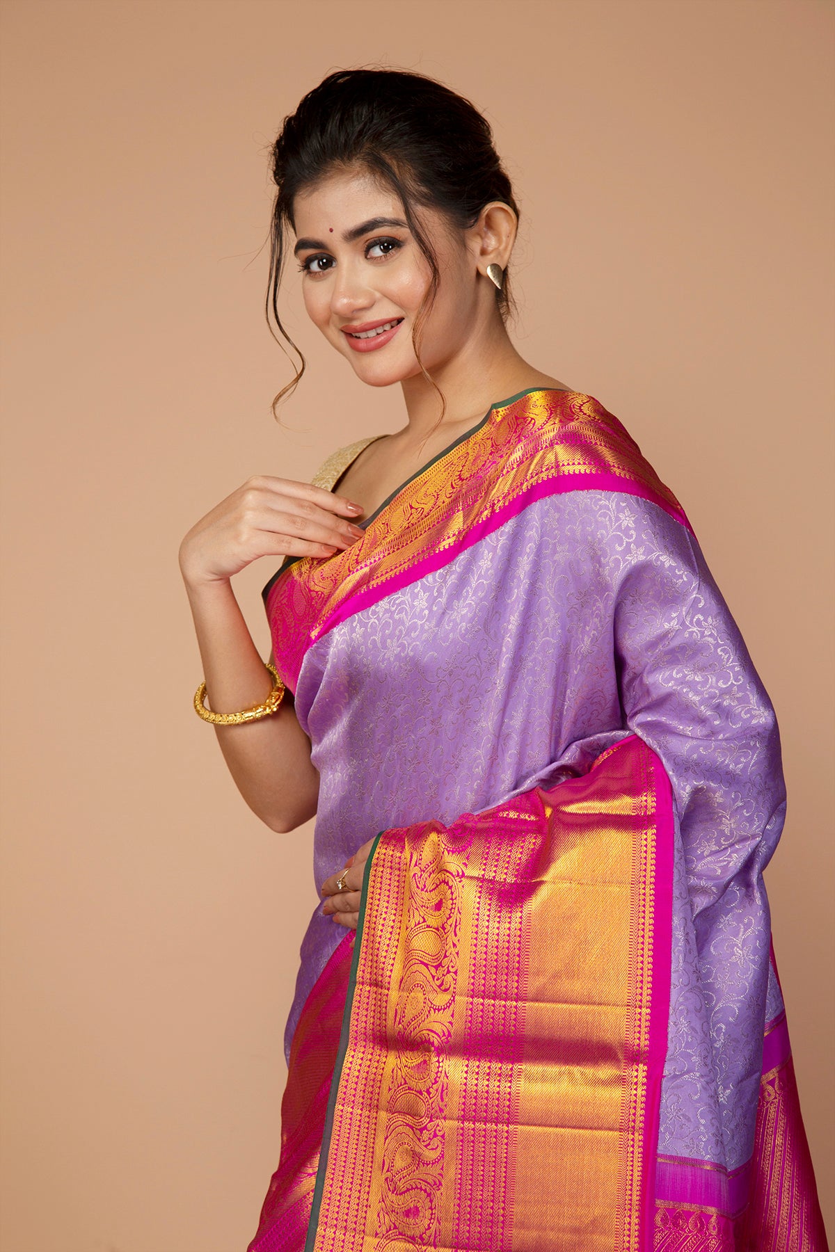 Kanchipuram Silk Brocade Lavender Saree