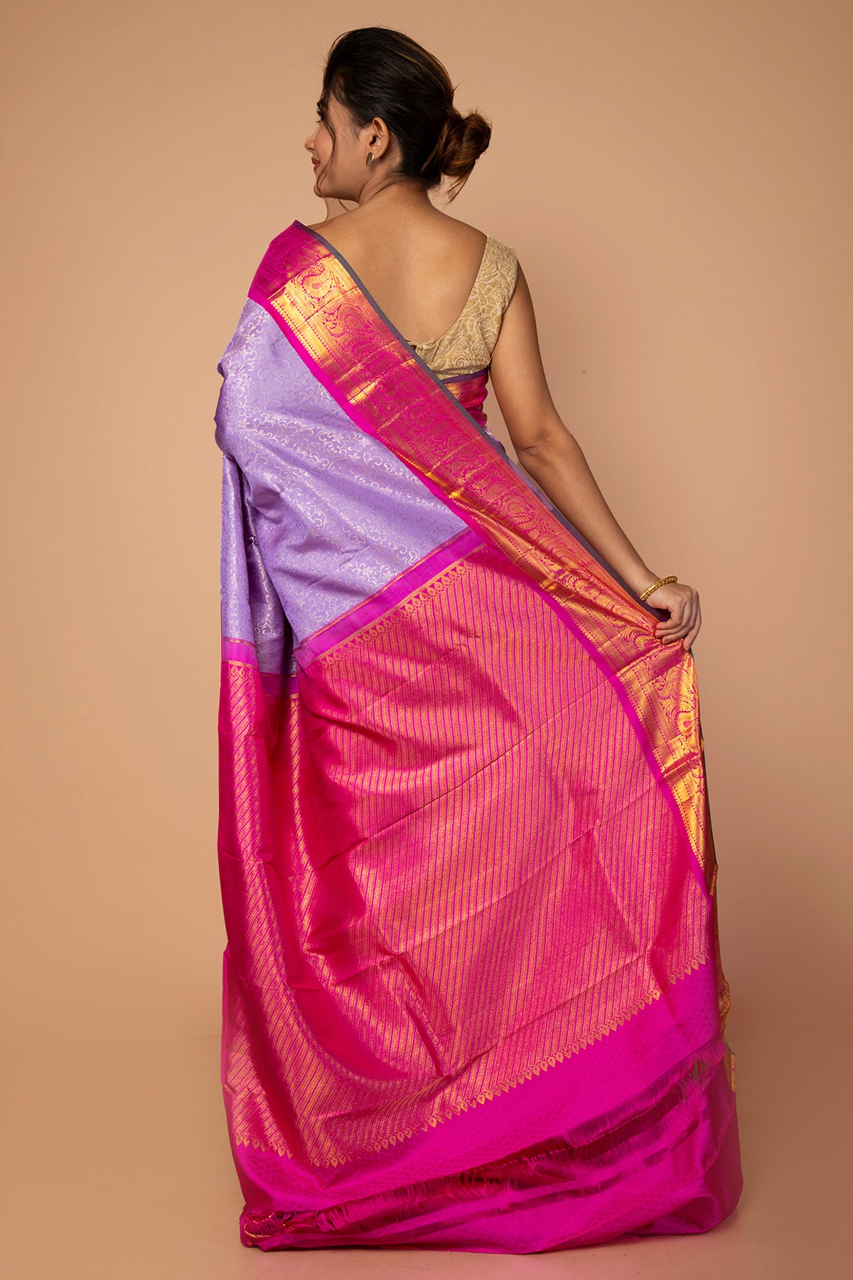 Kanchipuram Silk Brocade Lavender Saree