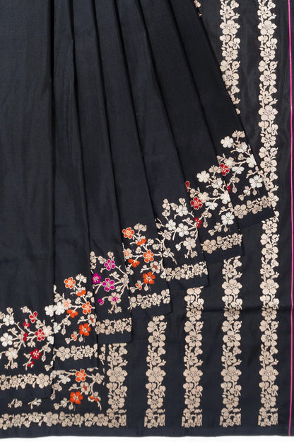 Banarasi Silk Plain Black Saree