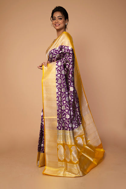 Banarasi Silk Jaal Purple Saree