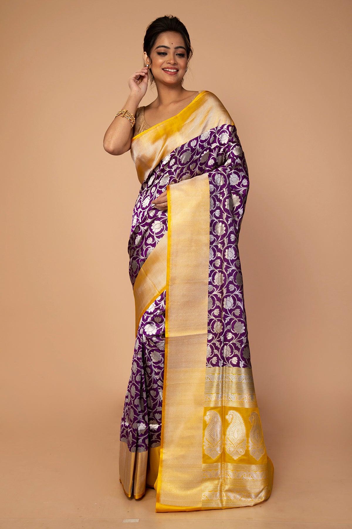 Banarasi Silk Jaal Purple Saree