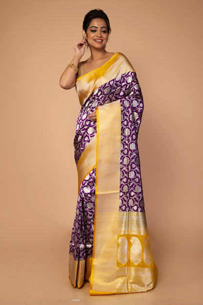 Banarasi Silk Jaal Purple Saree
