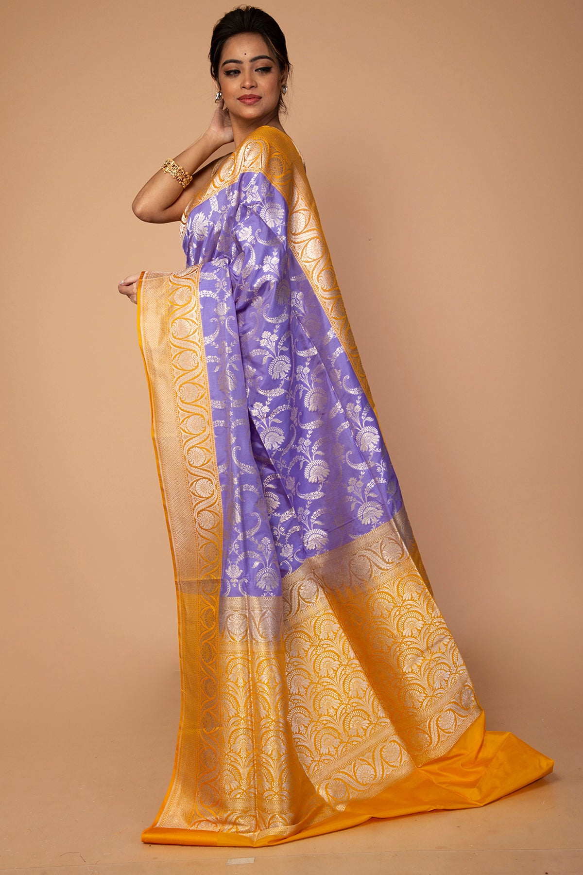 Banarasi Silk Jaal Lavender Saree