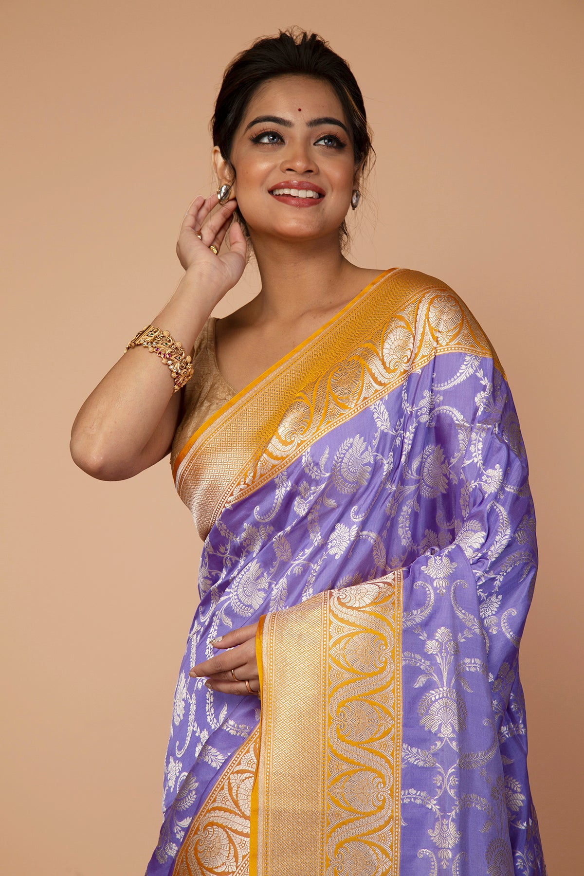 Banarasi Silk Jaal Lavender Saree