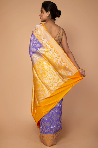 Banarasi Silk Jaal Lavender Saree