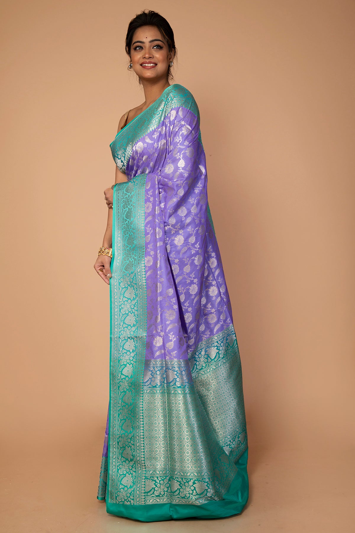 Banarasi Silk Jaal Violet Saree