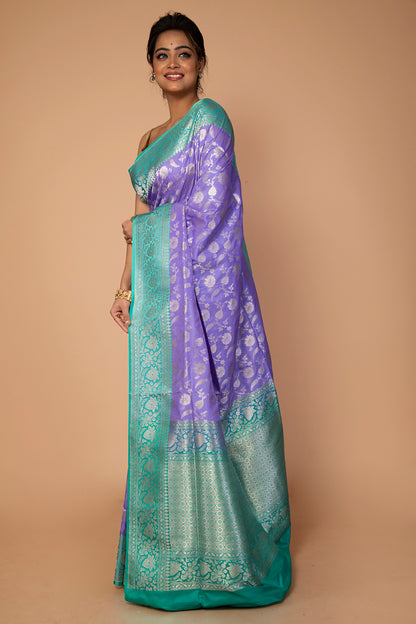 Banarasi Silk Jaal Violet Saree