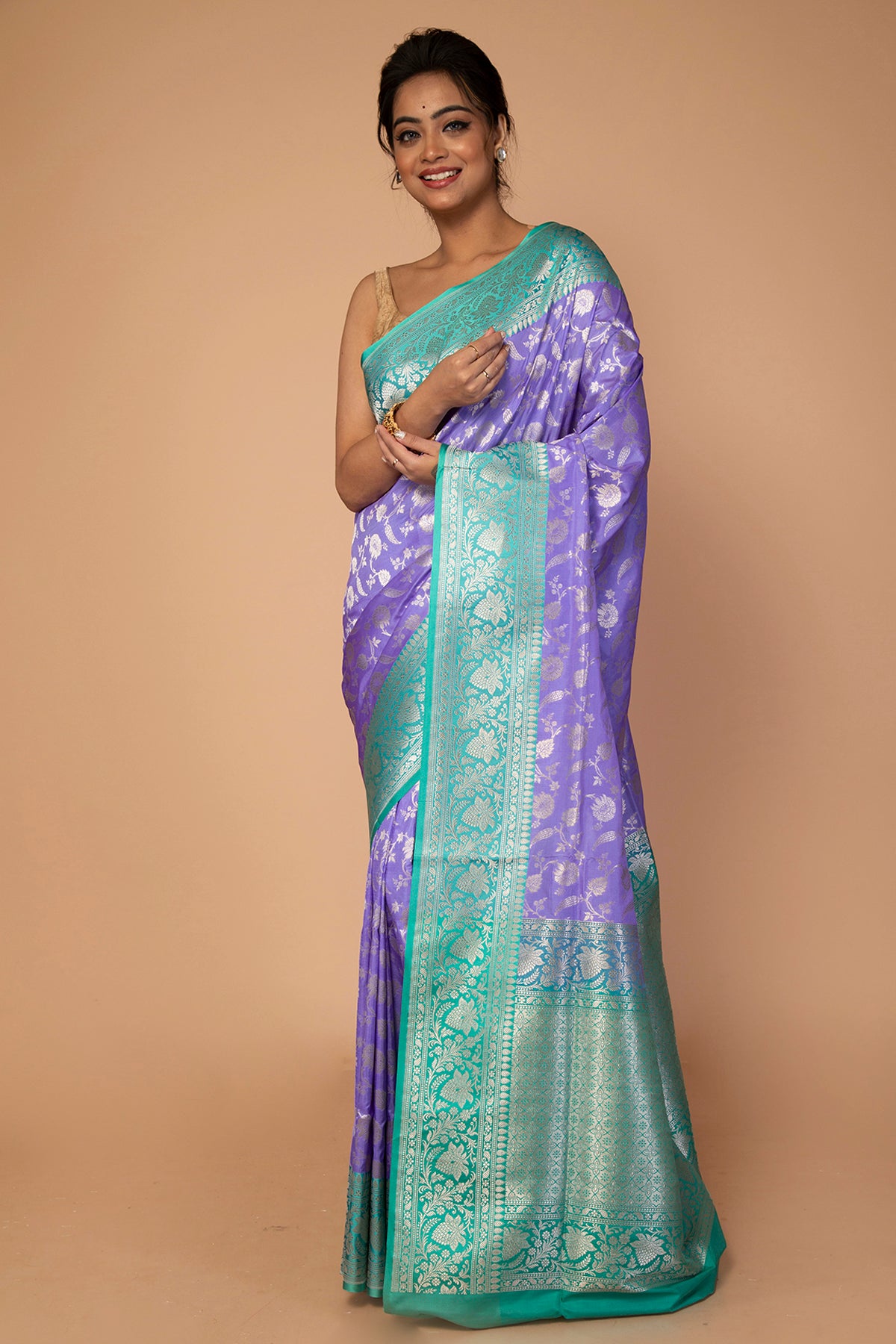 Banarasi Silk Jaal Violet Saree