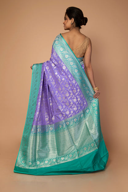 Banarasi Silk Jaal Violet Saree