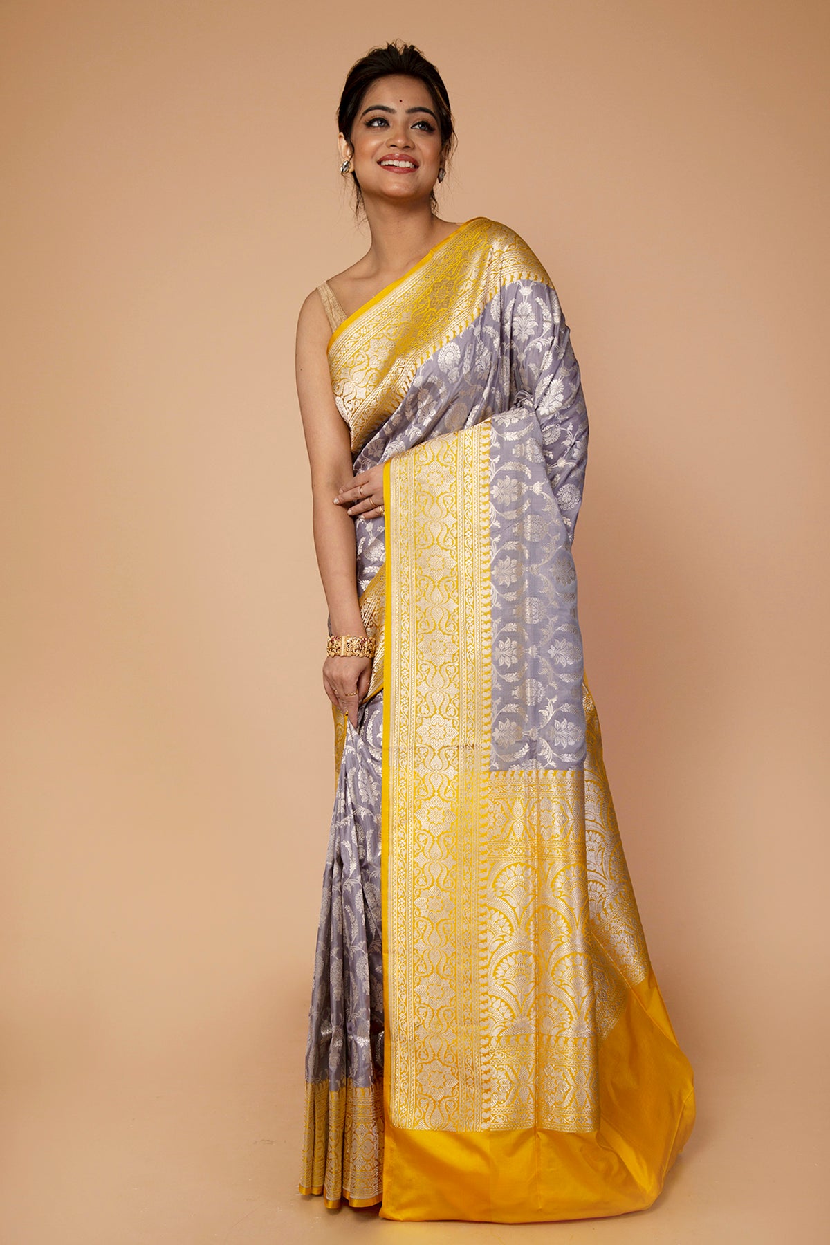 Banarasi Silk Jaal Grey Saree