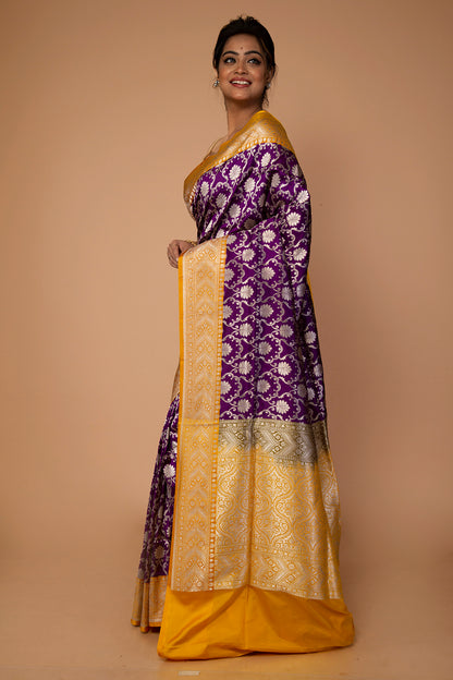 Banarasi Silk Jaal Purple Saree