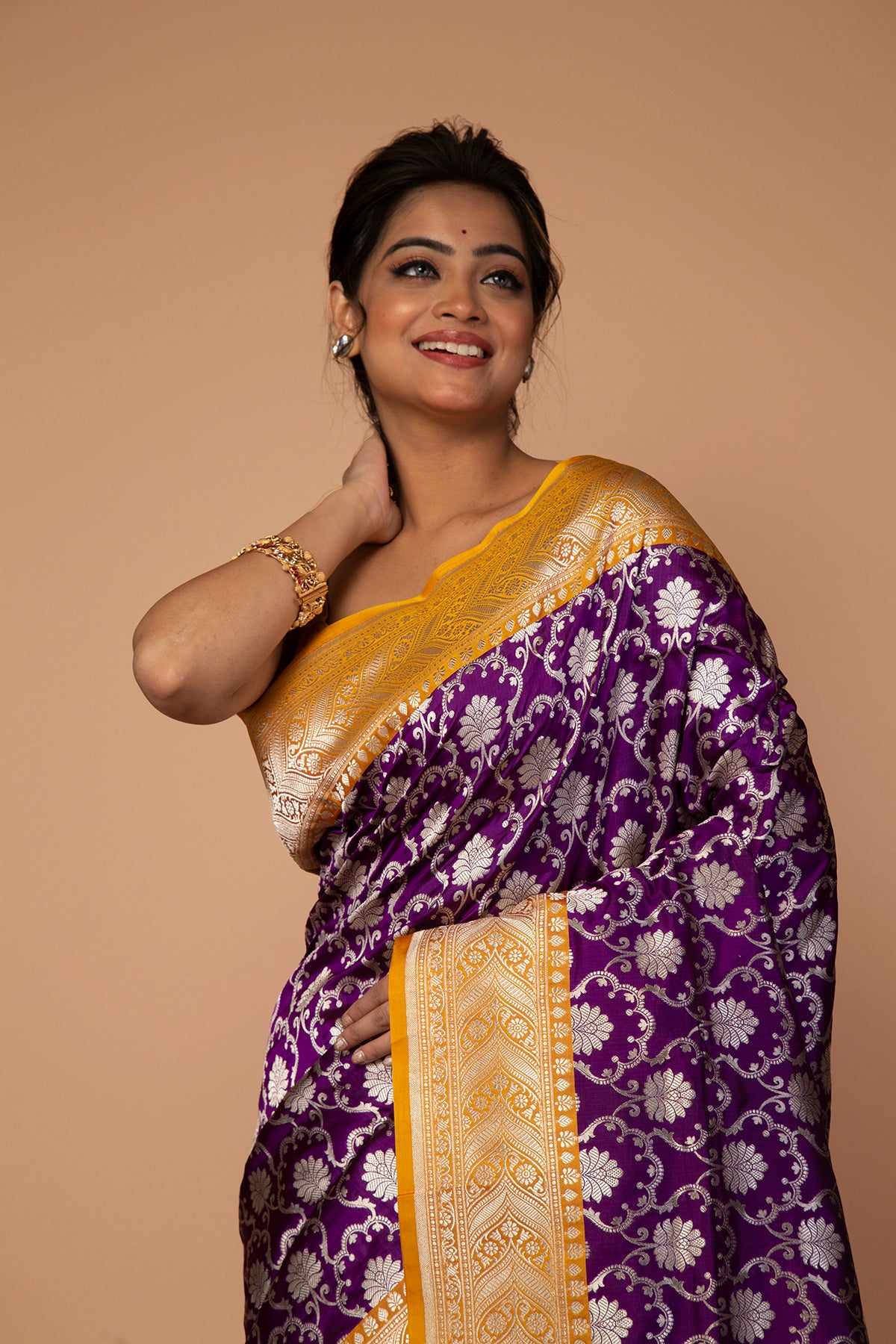 Banarasi Silk Jaal Purple Saree
