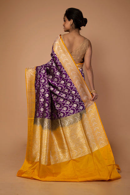 Banarasi Silk Jaal Purple Saree