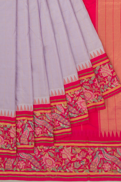 Soft Silk Checks Lilac Saree