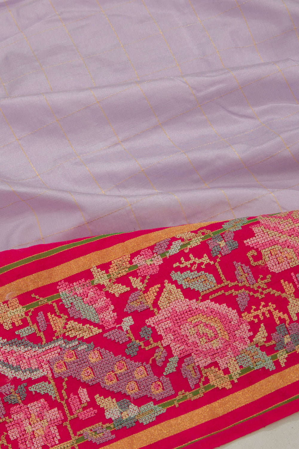 Soft Silk Checks Lilac Saree