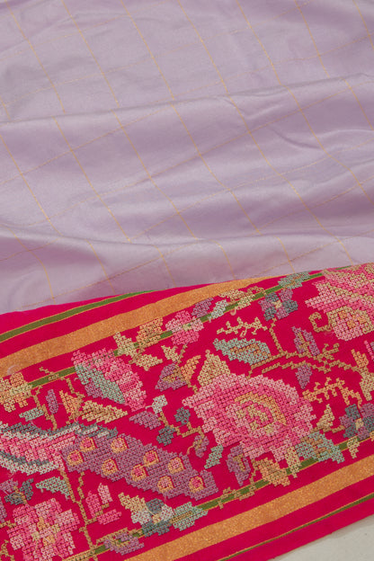Soft Silk Checks Lilac Saree