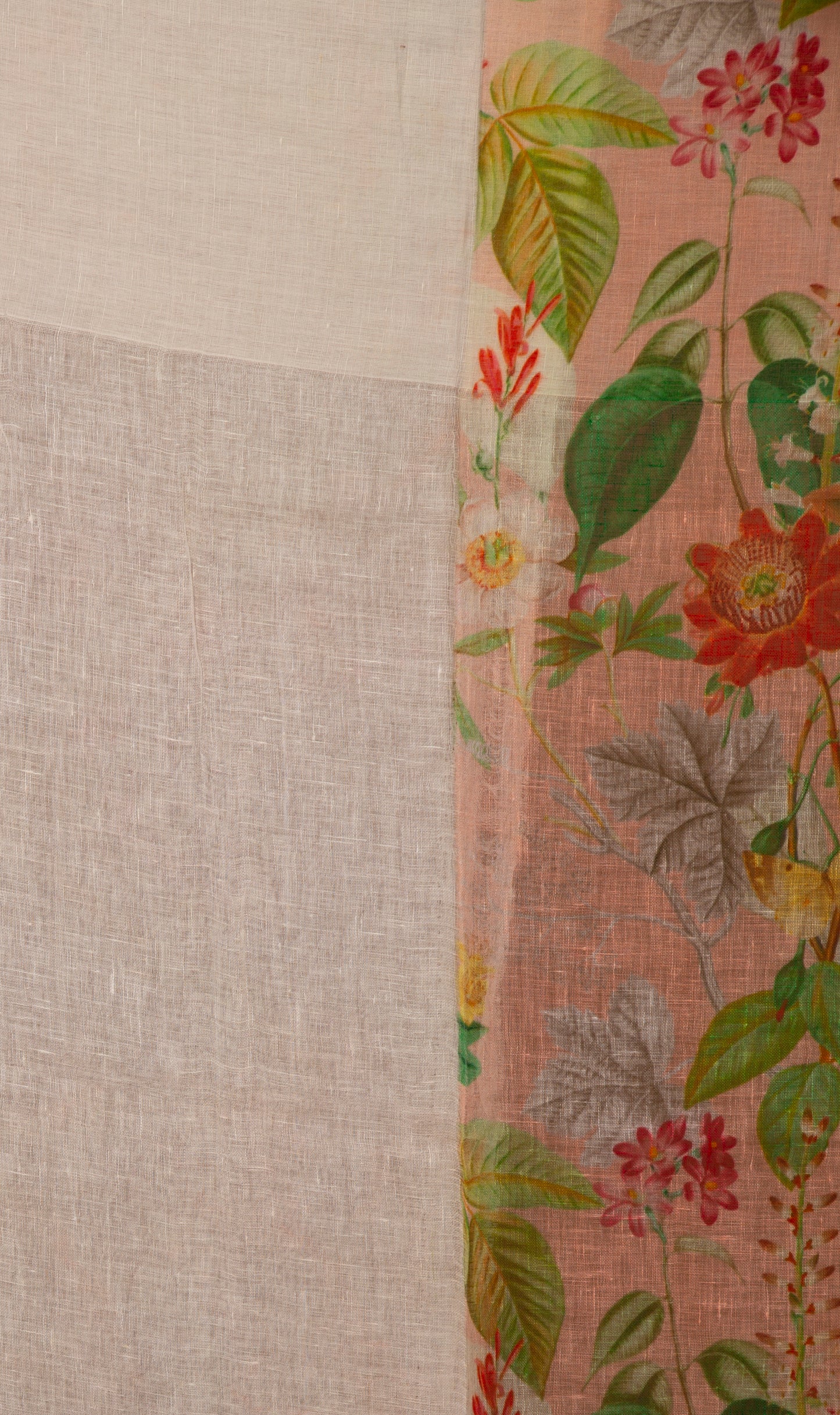 Chanderi Silk Floral Printed Cream Saree