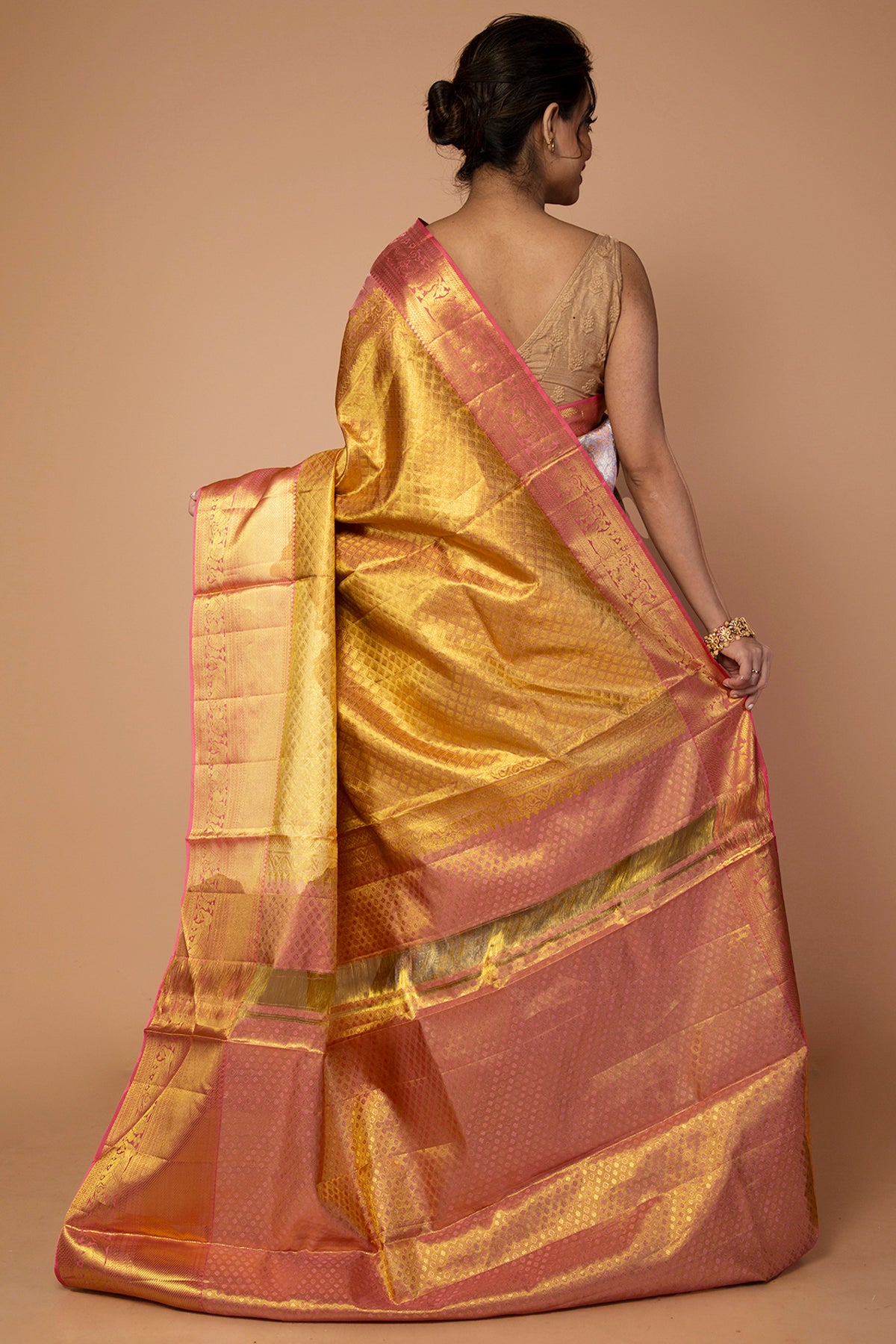 Kanchipuram Silk Tissue Brocade Pastel Blue Saree
