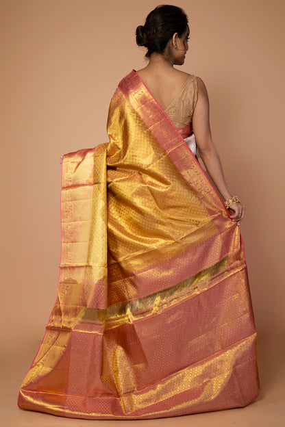 Kanchipuram Silk Tissue Brocade Pastel Blue Saree