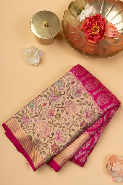 Kanchipuram Silk Brocade Pink Saree