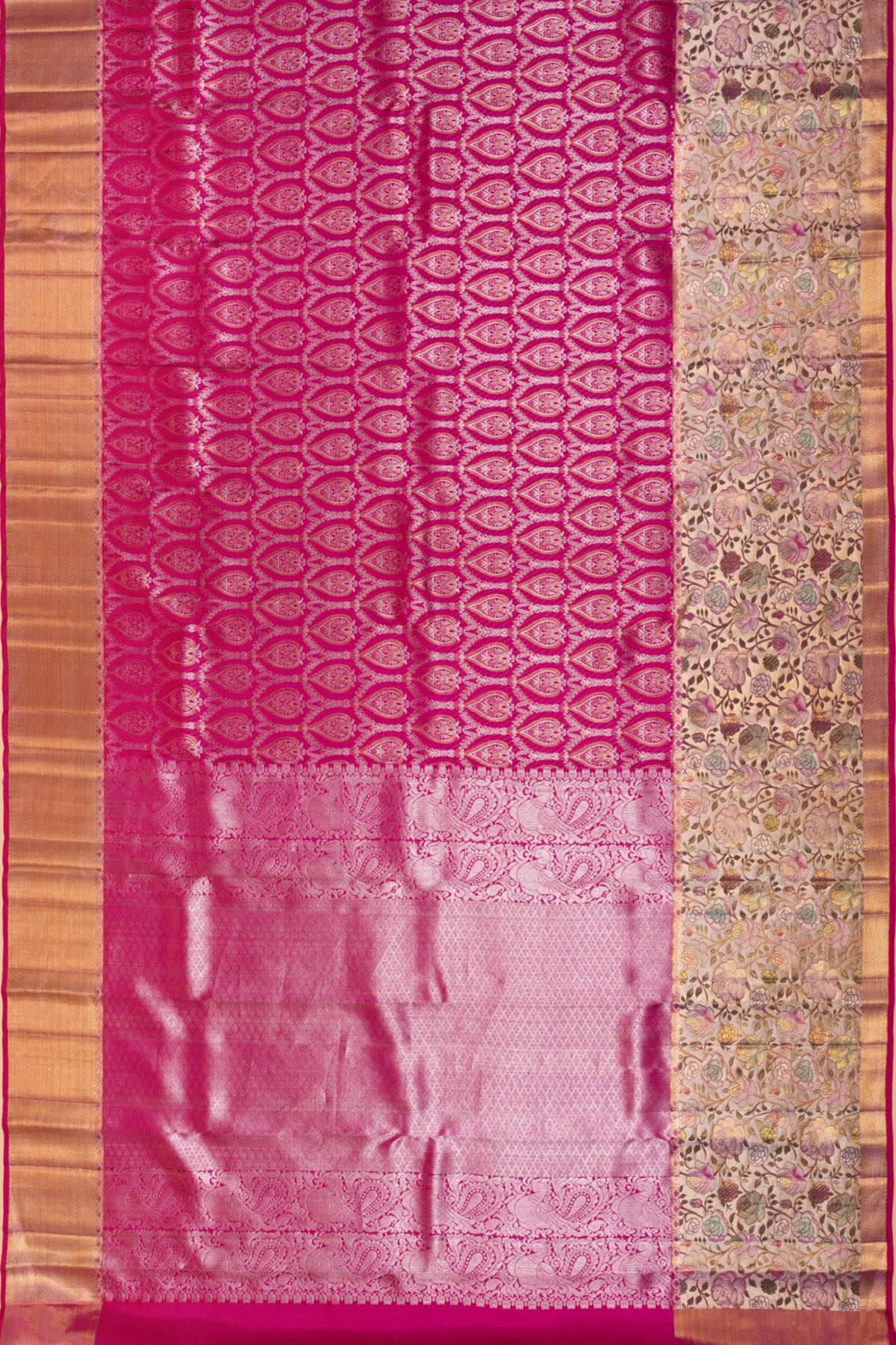 Kanchipuram Silk Brocade Pink Saree