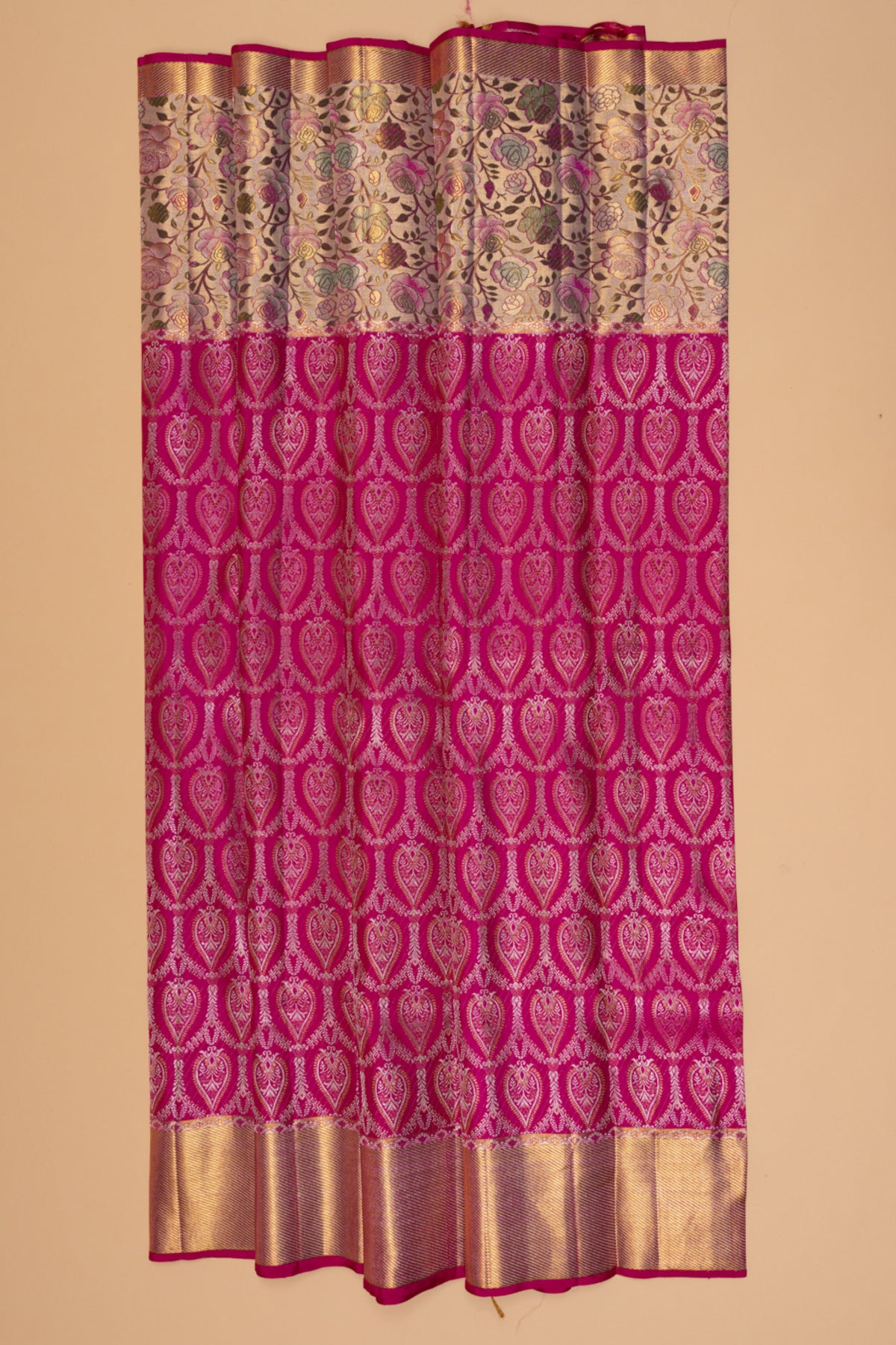 Kanchipuram Silk Brocade Pink Saree