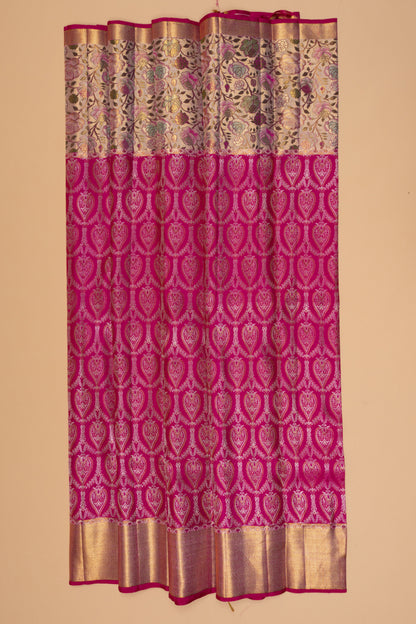 Kanchipuram Silk Brocade Pink Saree