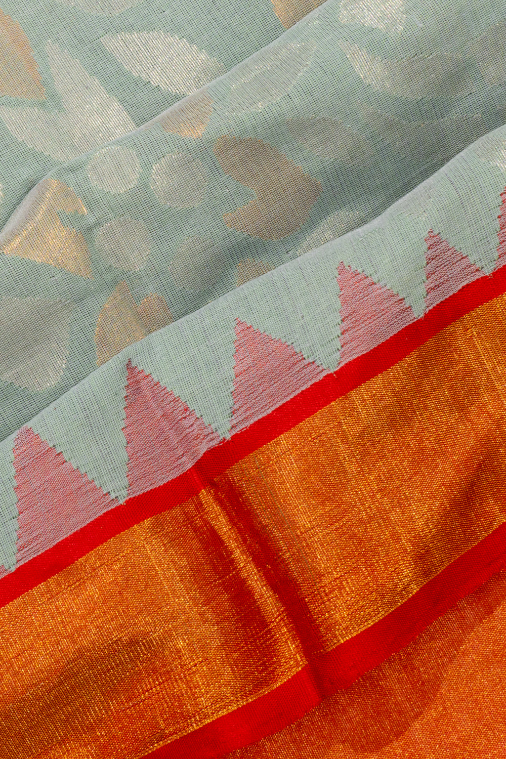 Ponduru Handspun Cotton Butta Pastel Green Saree