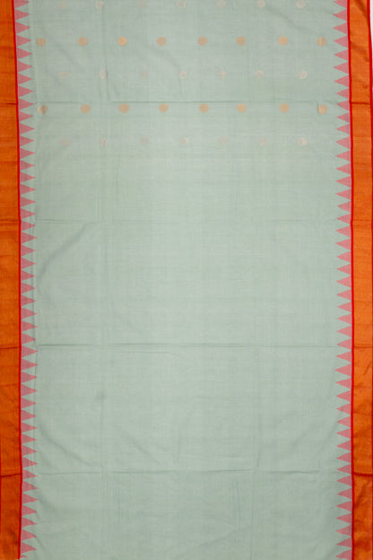 Ponduru Handspun Cotton Butta Pastel Green Saree