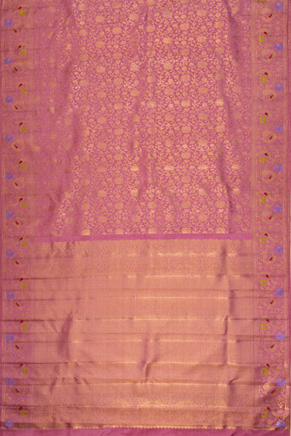 Kanchipuram Silk Brocade Bright Pink Saree